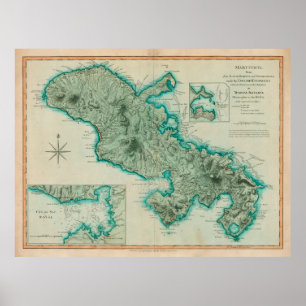 Gamla Martinique Island Karta (1704) Poster