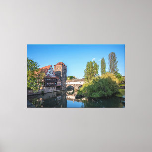 Gamla medeltida bron i Nürnberg, Tyskland Canvastryck