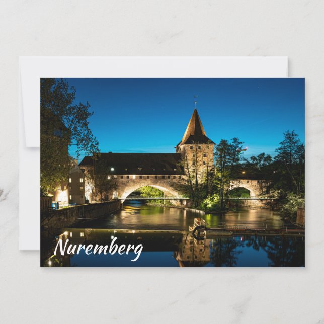 Gamla medeltida bron nattetid i Nürnberg (Framsida)