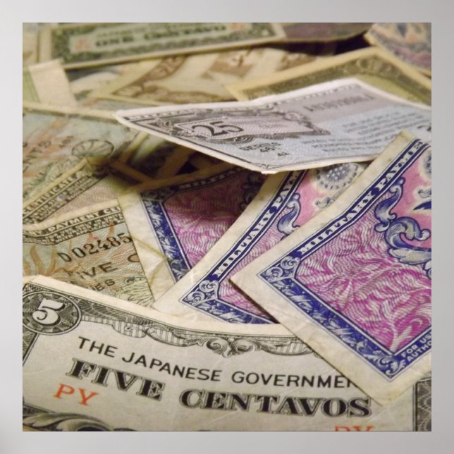 Gamla militära pengar poster (Framsidan)