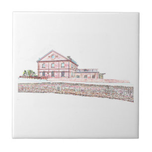 Gamla Mill Red Bricks Architecture Sketch Kakelplatta