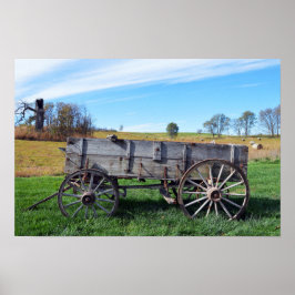 Gamla Missouri Farm Wagon i Hay Fält Poster