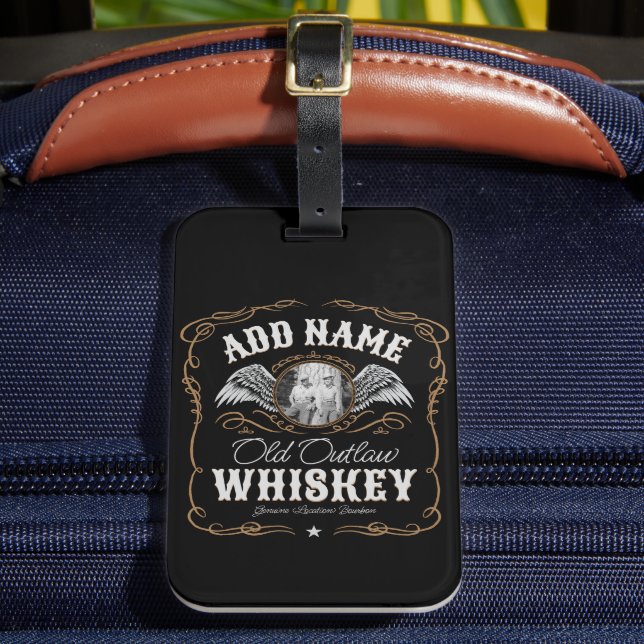 Gamla Moonshine Whiskey-etiketten LÄGG TILL BILD F Bagagebricka (Framsida Insitu 2)