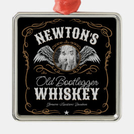 Gamla Moonshine Whiskey-etiketten LÄGG TILL BILD F Julgransprydnad Metall