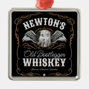 Gamla Moonshine Whiskey-etiketten LÄGG TILL BILD F Julgransprydnad Metall