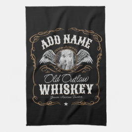 Gamla Moonshine Whiskey-etiketten LÄGG TILL BILD F Kökshandduk