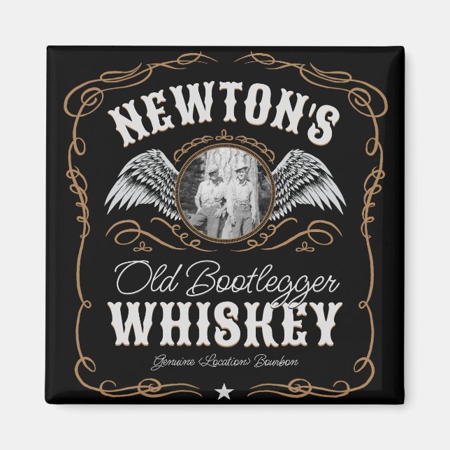 Gamla Moonshine Whiskey-etiketten LÄGG TILL BILD F Magnet (Framsidan)