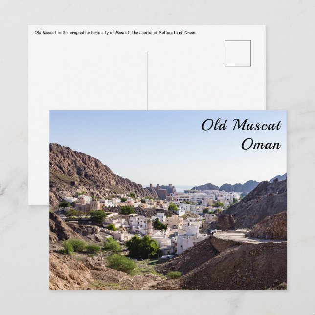 Gamla Muscat-originalstaden Muscat - Oman Vykort (Fram/baksida)