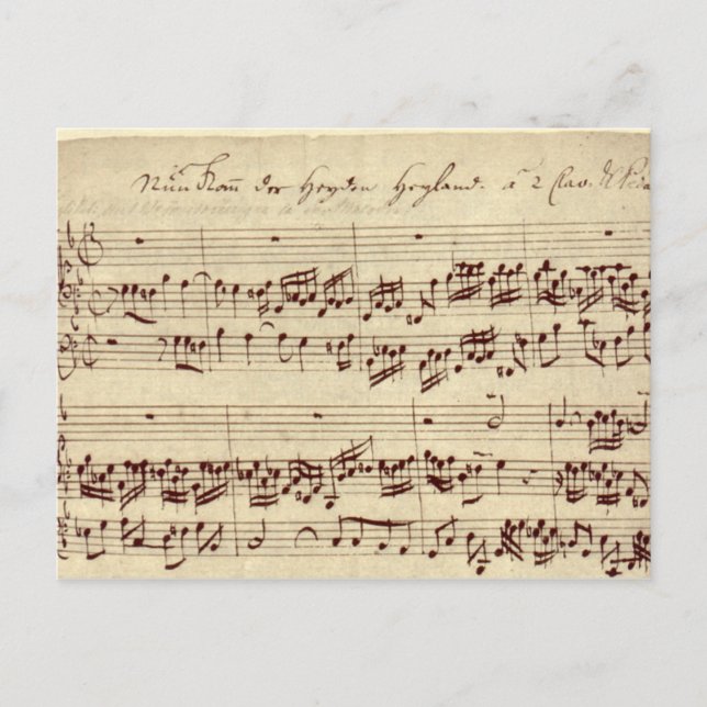 Gamla Musik noter - Bach Music Lakan Vykort (Framsida)