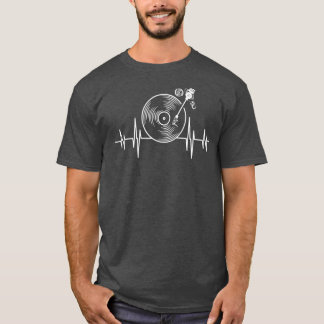 Gamla musik vinylinspelningshjärtslag Disk Musicia T Shirt