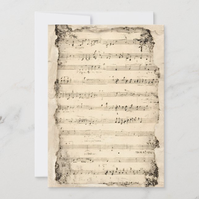 Gamla musikaliska noter Inbjudan Bakgrund | Vintag (Framsida)