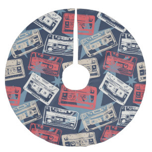 Gamla musikkassetter, Vintage, sömlös Julgransmatta Borstad Polyester