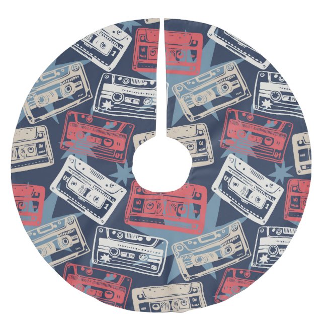 Gamla musikkassetter, Vintage, sömlös Julgransmatta Borstad Polyester (Framsidan)