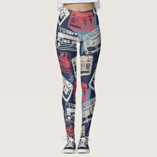 Gamla musikkassetter, Vintage, sömlös Leggings