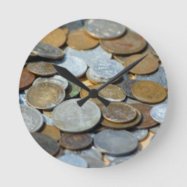 Gamla mynt1299 GAMLA MYNT COPPER SILVER METALL BRO Rund Klocka