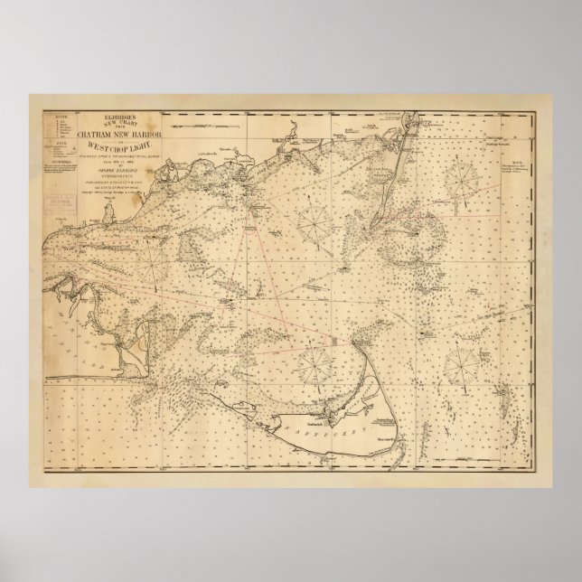 Gamla Nantucket och Cape Cod Karta (1894) Poster (Framsidan)