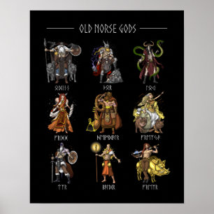 Gamla Norse Gods Poster