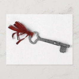 GAMLA NYCKEL MED RED RIBBON VYKORT
