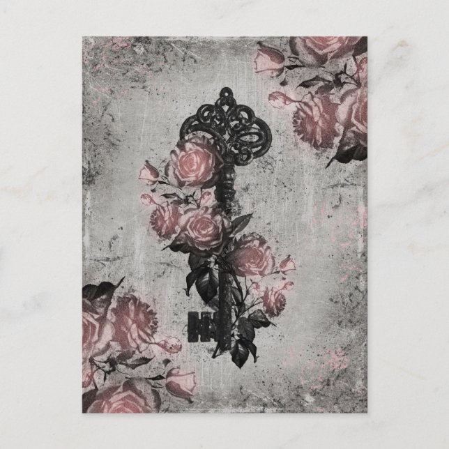 Gamla Nyckel och Rosor Vykort (Framsida)