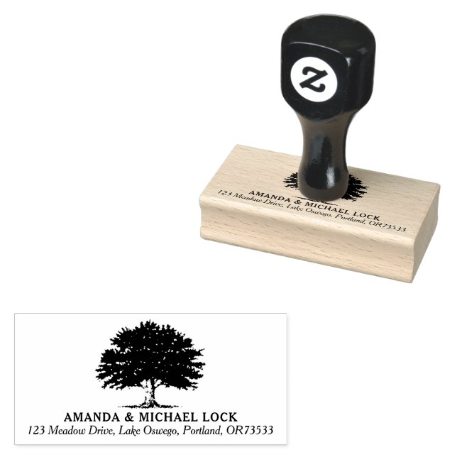 Gamla Oak Träd Bröllop Returadress Stämpel (Stämplad)