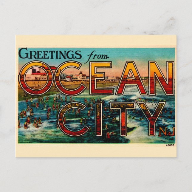 Gamla Ocean City NJ vykort (Framsida)