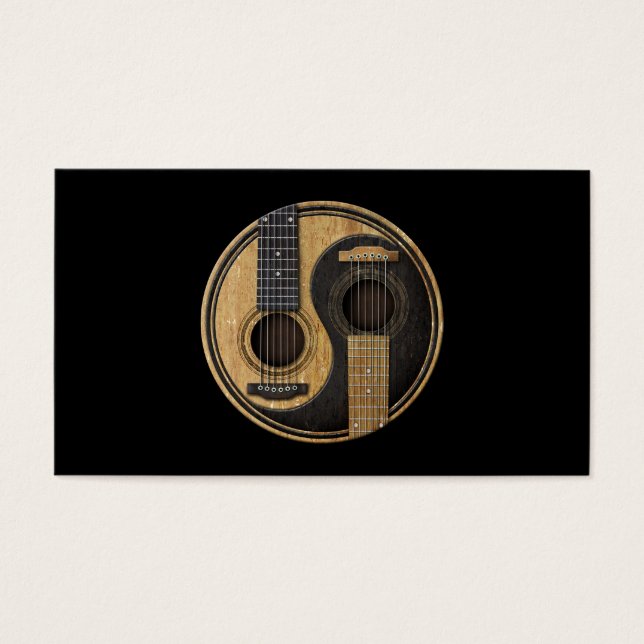 Gamla och besökta akustiska Guitars Yin Yang Visitkort (Framsidan)