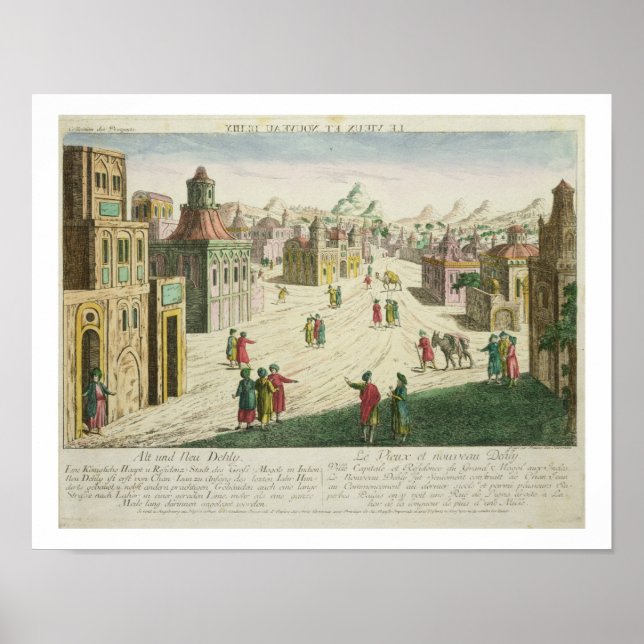 Gamla och New Delhi (akvatint) Poster (Framsidan)