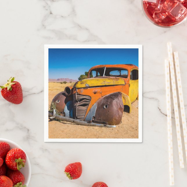 Gamla och övergivna bilar i Solitaire, Namibia Pappersservett (Insitu)