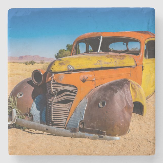 Gamla och övergivna bilar i Solitaire, Namibia Stenunderlägg (Framsidan)