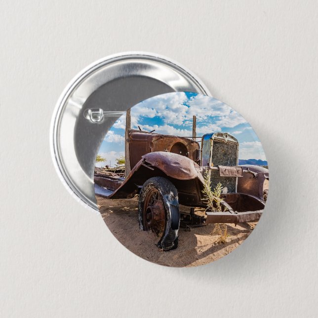 Gamla och övergivna bilar nr 3 i Solitaire, Namibi Knapp (Framsida & baksida)