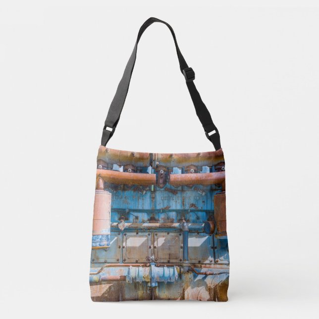 Gamla och rostiga Atlas Imperial diesel-motorer i  Axelväska (Baksida)