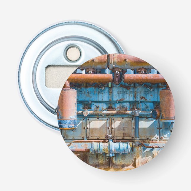 Gamla och rostiga Atlas Imperial diesel-motorer i  Flasköppnare (Framsidan)