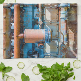 Gamla och rostiga Atlas Imperial diesel-motorer i Kökshandduk