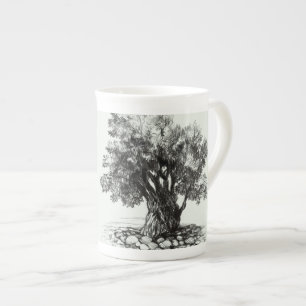Gamla Olive träd-kaffe Mugg Benporslin Mugg