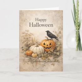 Gamla Orange Pumpa Halloween Kort