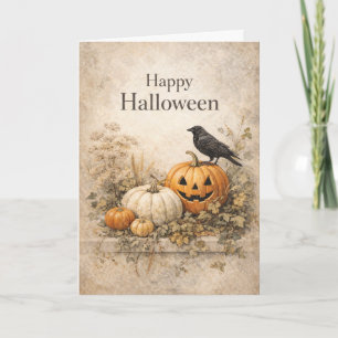 Gamla Orange Pumpa Halloween Kort