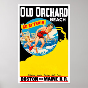 Gamla Orchard Beach vintage resor poster
