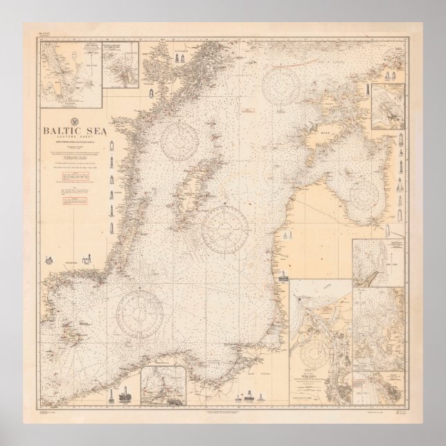 Gamla Östersjön Karta (1923) Poster (Framsidan)