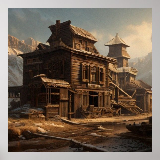 Gamla övergivna 1800-talets salong, vacker Poster (Framsidan)