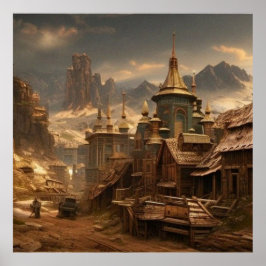 Gamla övergivna byn på 1800-talet vacker poster