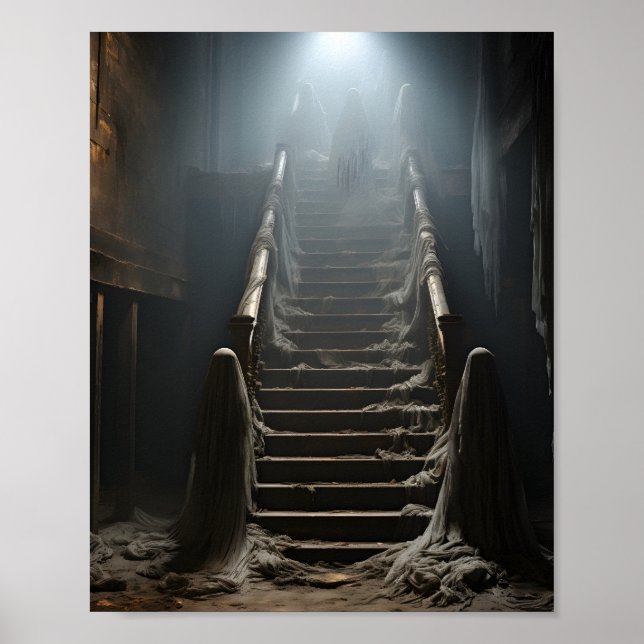 Gamla övergivna husets talesman Spöken på Trappor Poster (Framsidan)