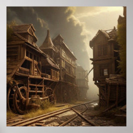 Gamla övergivna järnvägsparken vacker poster