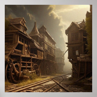 Gamla övergivna järnvägsparken vacker poster