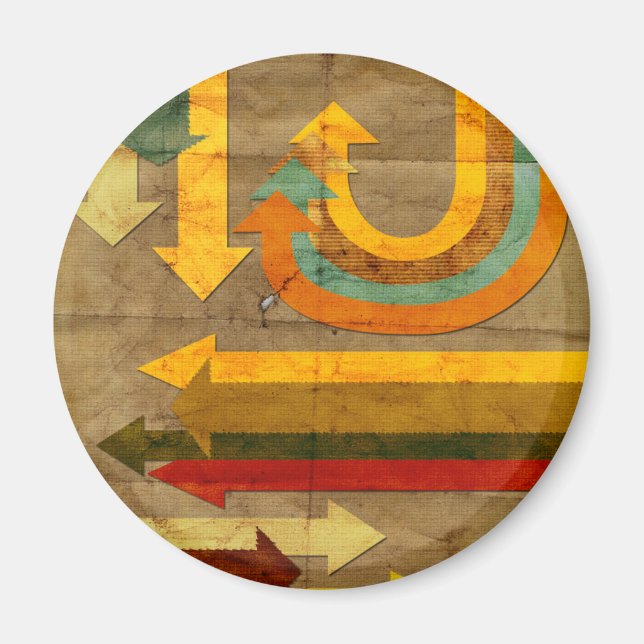 Gamla pappra former av antika, färgade pilar magnet (Framsidan)