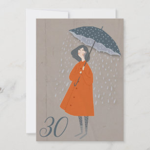 Gamla Pappra proud Dam i Rain 30års födelsedag Inbjudningar