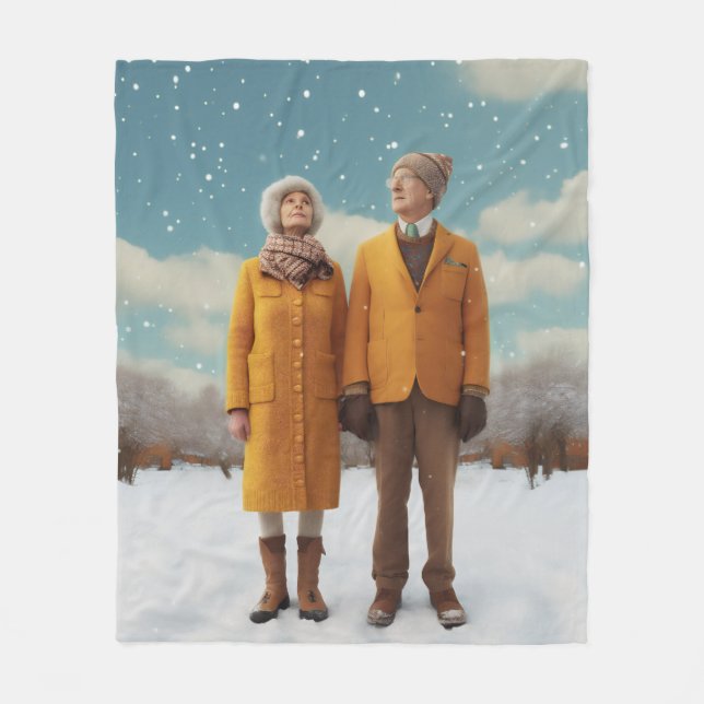 Gamla par i Snö Fleecefilt (Framsidan)