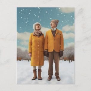 Gamla par i Snö Vykort