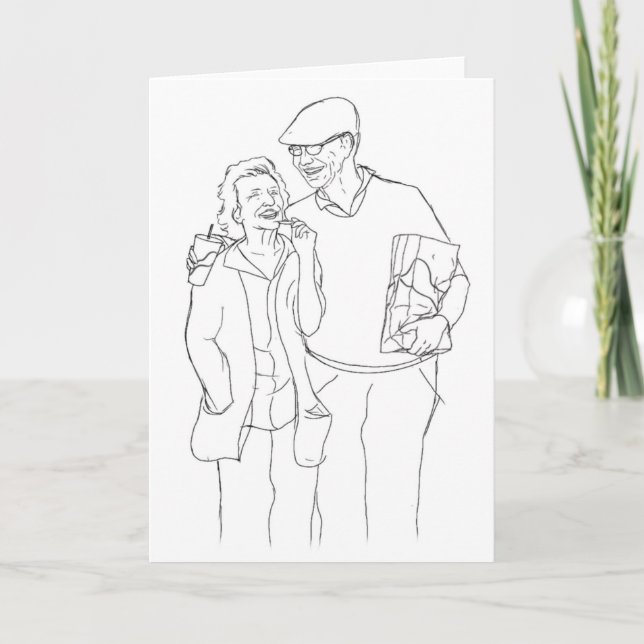 Gamla par originalkonst-jubileum helgkort (Framsida)