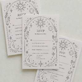 Gamla Pengar Celestial Bröllop Traditionell RSVP-k Tilläggskort