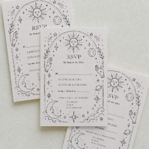 Gamla Pengar Celestial Bröllop Traditionell RSVP-k Tilläggskort